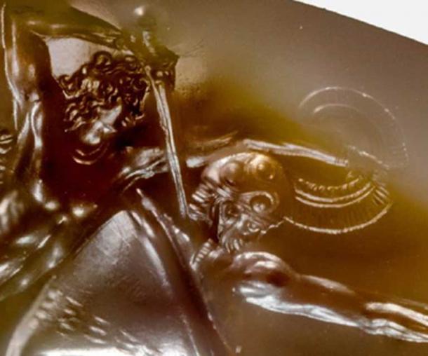 Detail of the top center section of the Pylos Agate.