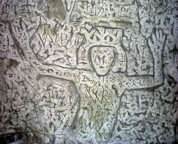 Detail of Royston Cave, Royston, Hertfordshire. (Cruccone / CC BY-SA 3.0)