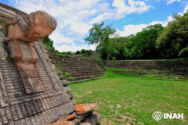Detalle del juego de pelota de la Zona Arqueológica de Toniná, Chiapas. (Mauricio Marat / INAH)