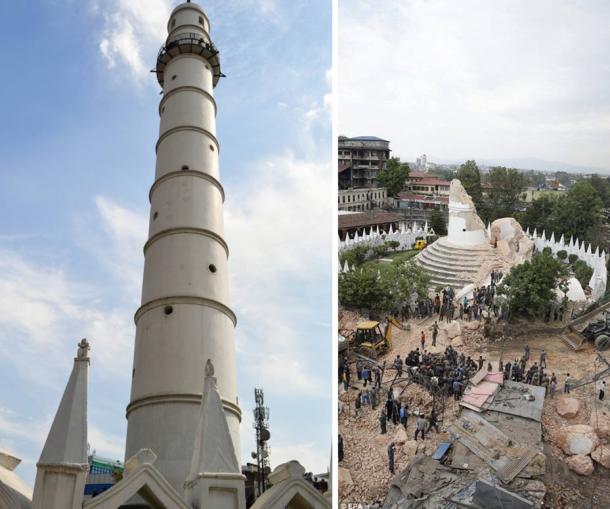 Dharahara Tower was built in 1832 by the prime minister, for his niece, the queen of Nepal. It stood 200 feet tall. 