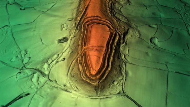 Modelo digital del terreno del fuerte británico de la Edad del Hierro en Hembury. (Rouven Meidlinger / CC BY-SA 4.0)