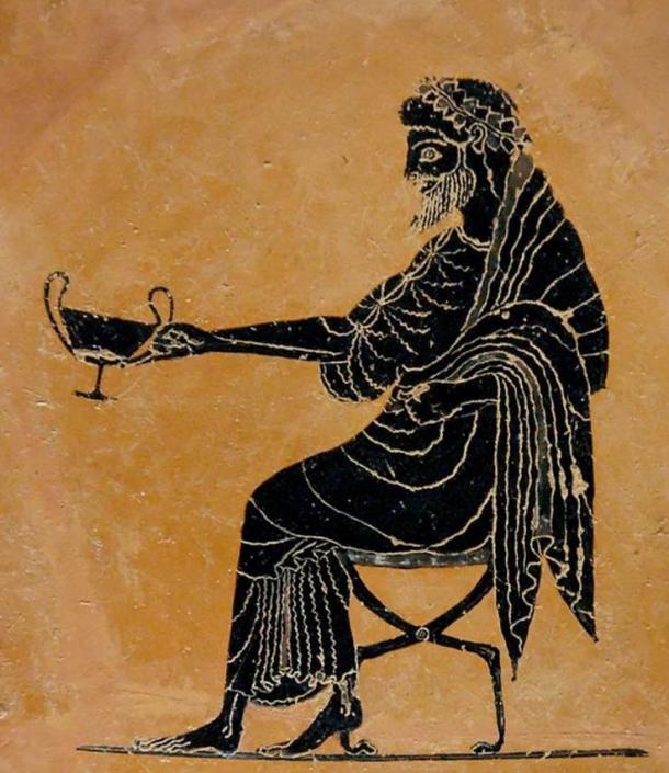 Dionysus extending a drinking cup (kantharos), late 6th century BC.