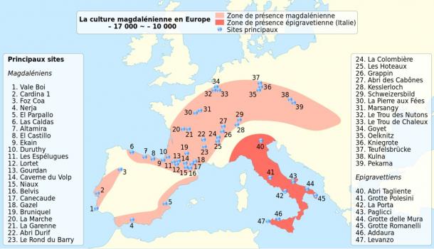 Distribution of Homo sapiens during the Magdalenian, from 19,000 to 12,000 years ago 