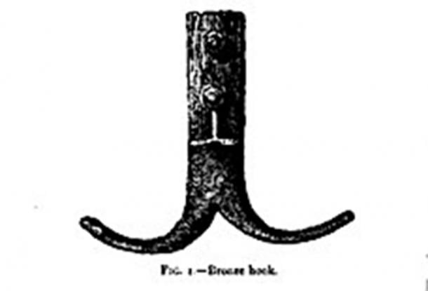 Dixon relic - bronze hook found inside Queen’s Chamber shaft. (Nature, Vol 7 / Public Domain)