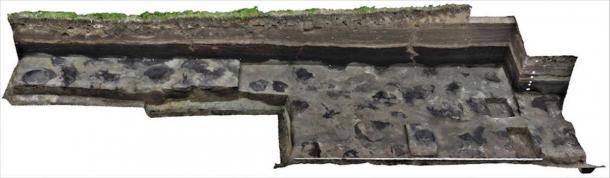 Documentation by photogrammetry: The footprints of a herd of elephants found by the researchers in Schöningen. (Image: Ivo Verheijen, Schöningen Research Station / Tubingen University)