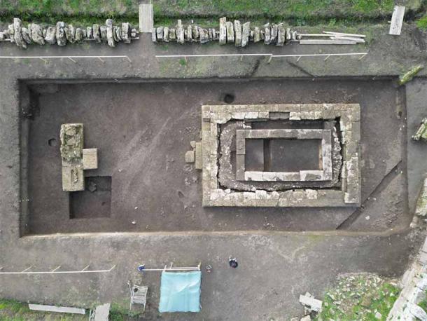 5th century Doric temple ruins recently found at Paestrum. (Italian Ministry of Culture)