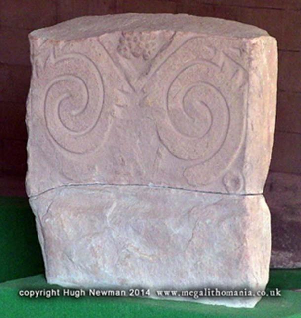 Figure 8. Double spiral pattern on a block in the Tiwanaku Museum