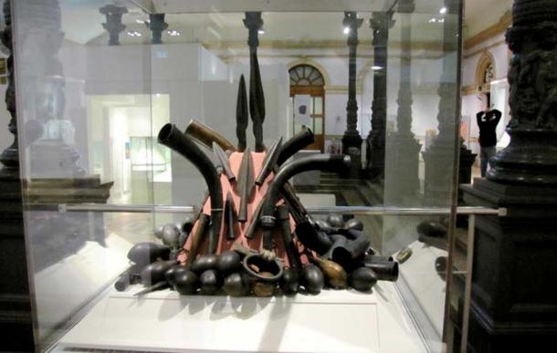 A collection of items from the Dowris Hoard in the National Museum of Ireland.