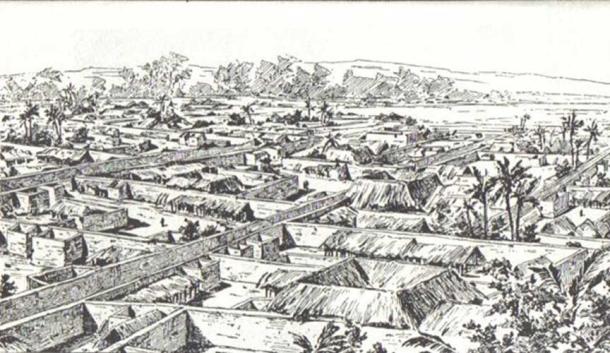 Drawing of Benin City made by an English officer 1897.