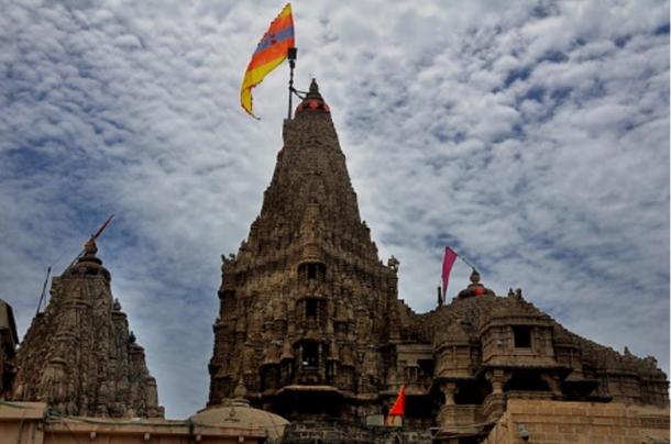 Dwarkadhish temple dedicated to Krishna in Dwarka, India.