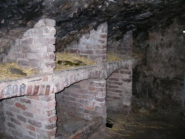 Cubby holes inside the Edinburgh Vaults, as seen on a ghost tour.