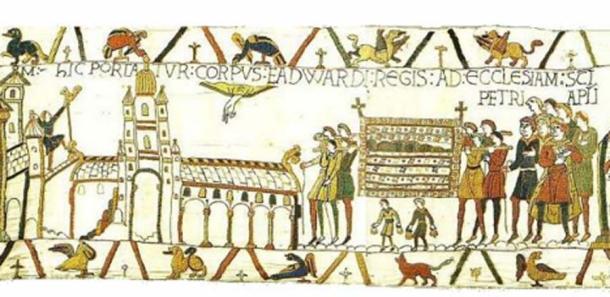 Edward's funeral depicted in scene 26 of the Bayeux Tapestry. (Public Domain)