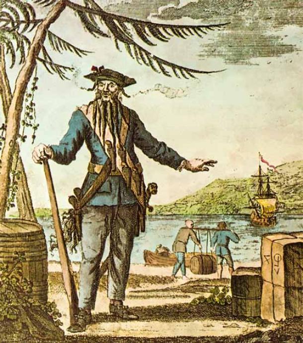 Edward Teach, commonly known as the pirate Blackbeard. (Public domain)