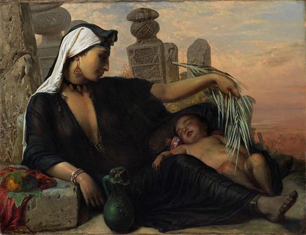 Egyptian Fellah woman with her child, Elisabeth Jerichau-Baumann, 1872. ( CC BY 3.0 )