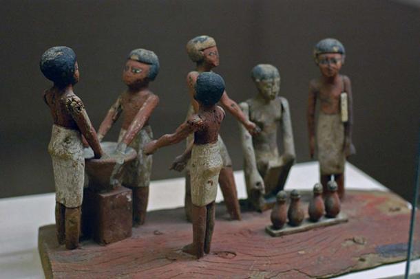 Egyptian wooden model of beer making in ancient Egypt.