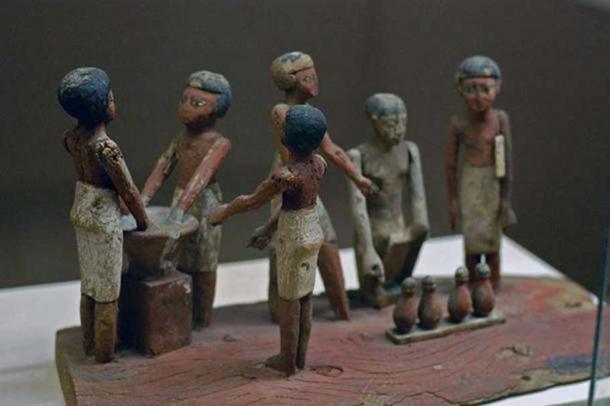 Egyptian wooden model of beer making in ancient Egypt