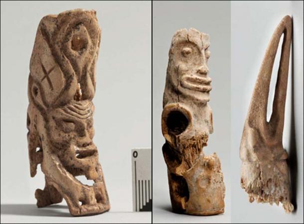 Eight intricately carved figurines with the faces of humans, birds, elk and a boar lay on the chest of the ancient infant. (Image:Andrey Polyakov & Yuri Esin/Siberian Times)
