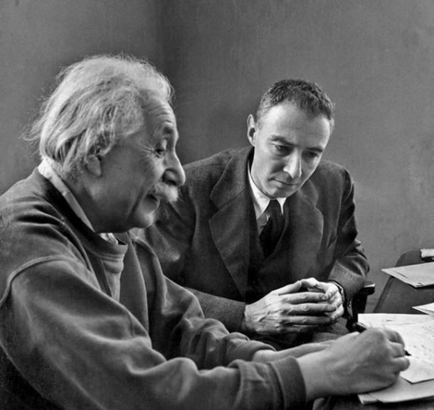 Albert Einstein and Robert Oppenheimer in 1947. (James Vaughan / CC BY-NC-SA 2.0)