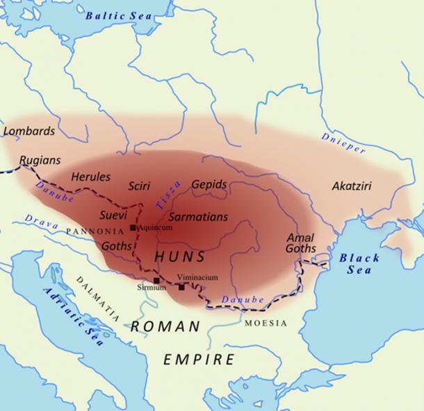 The Empire of the Huns and subject tribes at the time of Attila