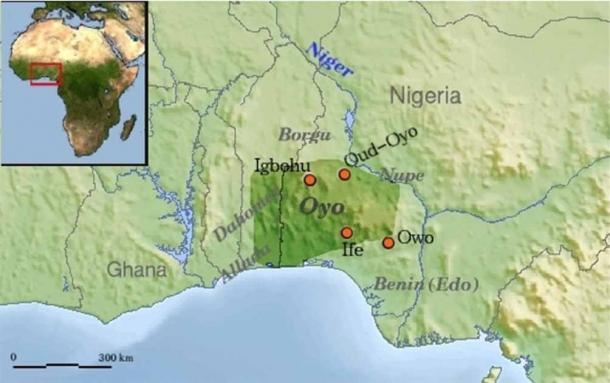Карта империи Ойо, которая процветала на территории нынешней южной Нигерии с 17 по 19 века нашей эры.  (Роллебон/CC BY-SA 3.0)