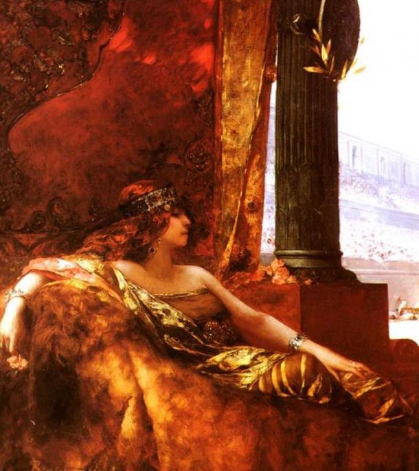 Theodora is said to have worked as a prostitute and performed on the stage in Constantinople. ‘The Empress Theodora at the Colosseum’ by Jean-Joseph Benjamin-Constant, 1845-1902