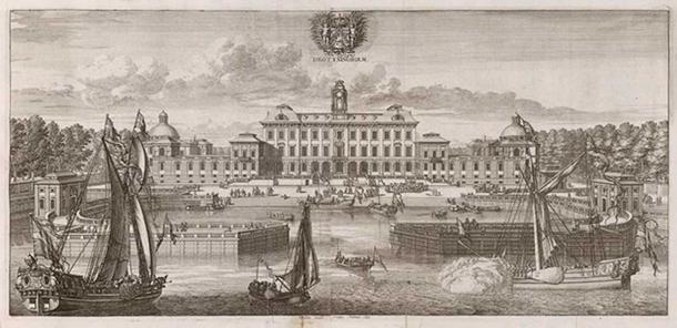 Engraving of Drottningholm Palace from 1690-1710.