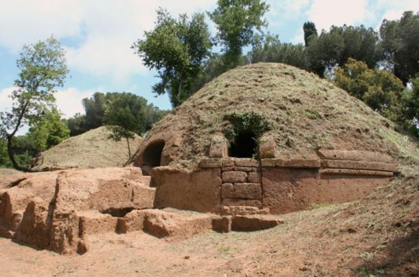 Etruscan tumulus tomb in Cerveteri.