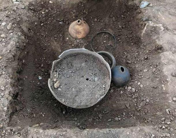 Evidence of a Roman cremation at the site, where some of the graves also had evidence of early Christian burial practices. (East Herts District Council)