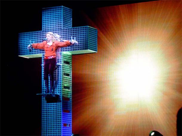 Evoking controversy: Madonna on a cross. (Oscar Rohena / CC by SA 2.0)