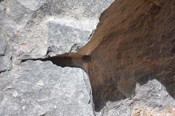 Example of a hole that has been bored into rock at the Ñaupa Iglesia site. (Munay Medicine)