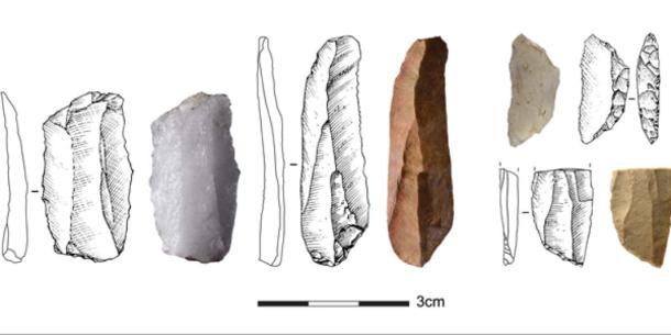 Examples of Howiesons Poort stone tools from Klipdrift Shelter. (Credits Anne Delagnes and Gauthier Devilder)