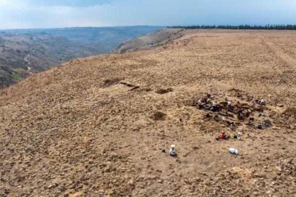 Excavation of the Roman watchtower, with the Roman road to its left.