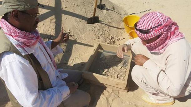 Excavations in progress at the sites on Marawah Island.