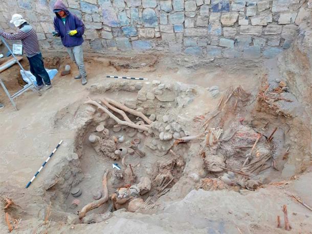 Pachacamac Mezarlığı'ndaki odalarda bir grup mezar kompleksinin kazıları (©PUCP Arkeoloji Programı “Pachacámac Vadisi”, ed. M. Giersz / CC BY-SA 4.0)