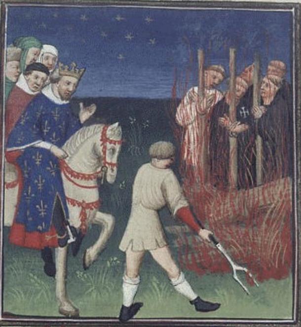 Execution of Templars in front of Philip the Fair. (Circa 1415-1420)
