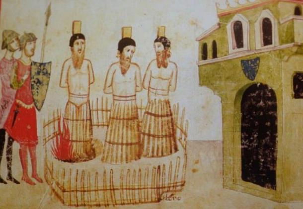 Execution of Jacques de Molay in Paris, March 1314. Giovanni Villani, Nuova Cronica - ms. Chigiano L VIII 296 - Biblioteca Vaticana. (Public Domain)