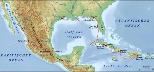 Expedición de Álvar Núñez Cabeza de Vaca, durante su primer viaje a América. (Lencer / CC BY-SA 3.0)