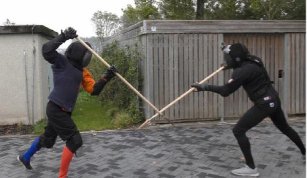 Experiment with experienced fighters who spar freely using different styles. two-handed spear strikes. with binding. 