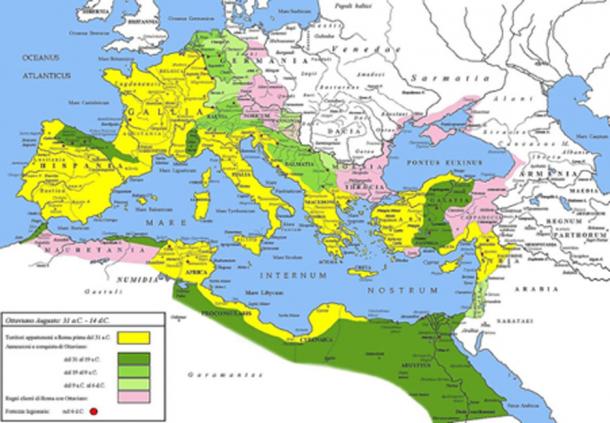 Extent of the Roman Empire under Augustus. (CC BY-SA 3.0)