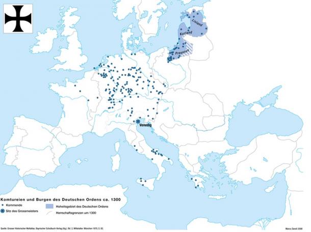 Extent of the Teutonic Order in 1300.