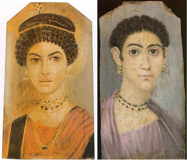 Fayum mummy portraits of two women.