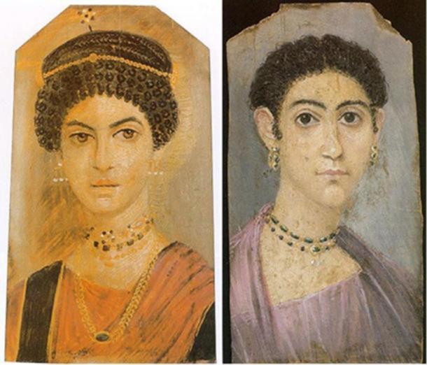 Fayum mummy portraits of two women