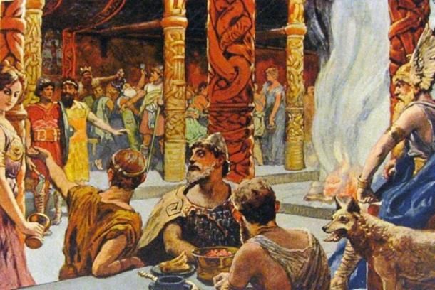Feasting with Odin in Valhalla by Emil Doepler (1905) (Public Domain)