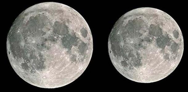 Figure 7. The variation of apparent size of the Moon. The anomalistic moon of 27.55 days is in a slightly elliptical orbit and so its apparent size varies slightly by about ± 3ʹ of arc. (Author provided)