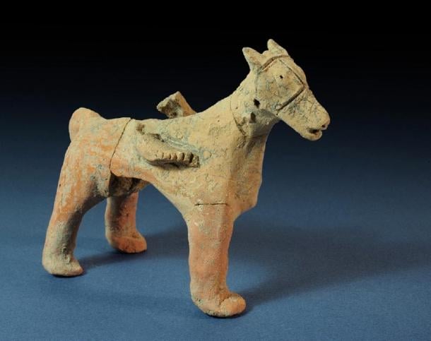 Figurine of a horse found in Tel Motza Iron Age temple in excavation site. (Clara Amit / Israel Antiquities Authority)