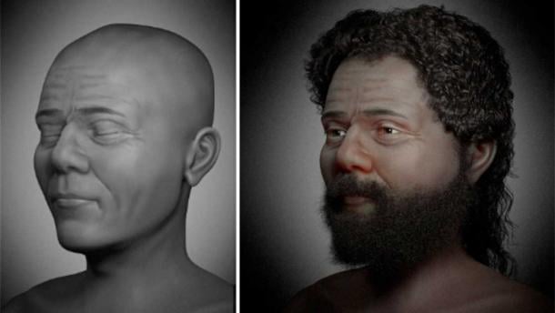 La izquierda; Abordaje facial objetivo para la reconstrucción final. Derecha; Coincidencia de la cara con elementos especulativos/subjetivos, por ejemplo, cabello, piel y color de ojos. (Cicero Moraes et al. /CC BY 4.0 /Ortogonline)