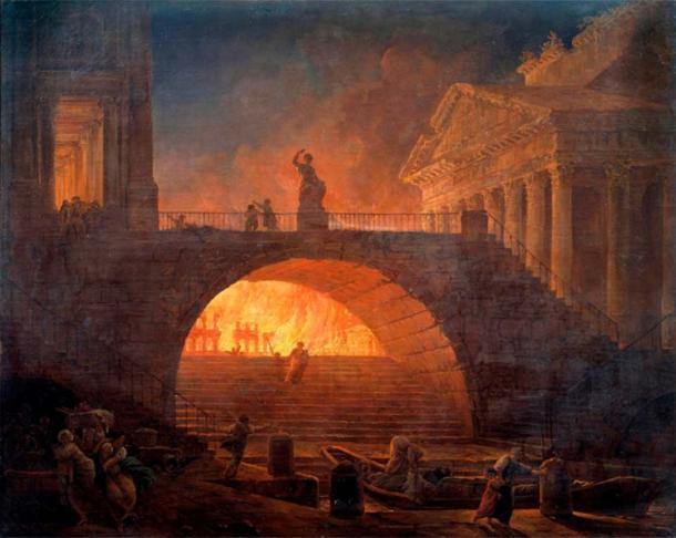 Fire in Rome by Hubert Robert (1785). Public domain.
