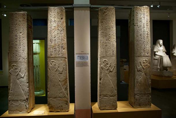 Four pillars from the Tomb of Ptahmes in the Rijksmuseum van Oudheden in Leiden the Netherlands