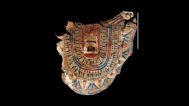 Fragment of painted cartonnage found inside the tomb. Credit: Ministry of Antiquities