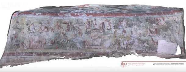 Fresco from the walls of Beit Bas Roman tomb. (YouTube Screenshot)